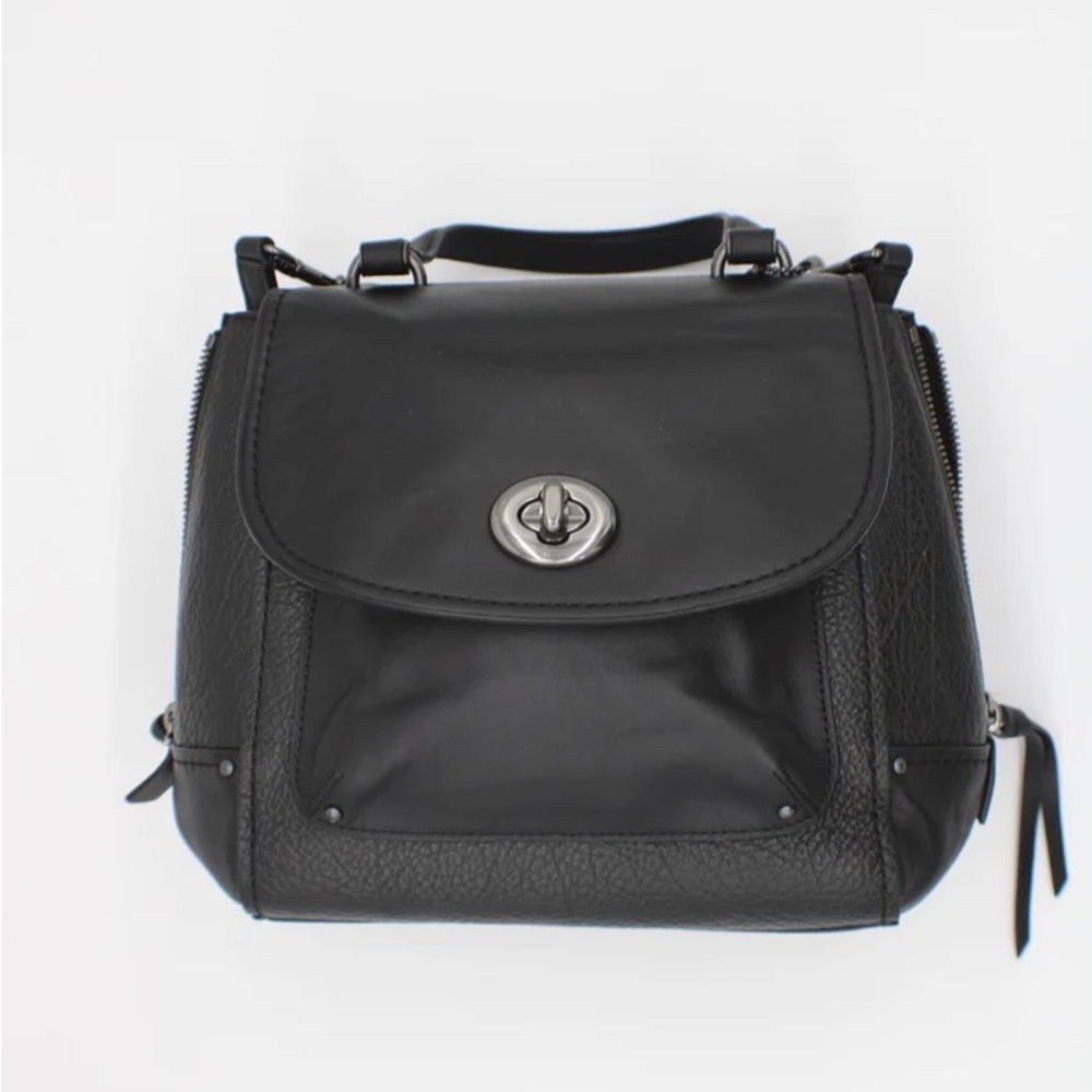 π£ COACH Faye π£ Mixed Materials Backpack in Black. - Picture 2 of 16